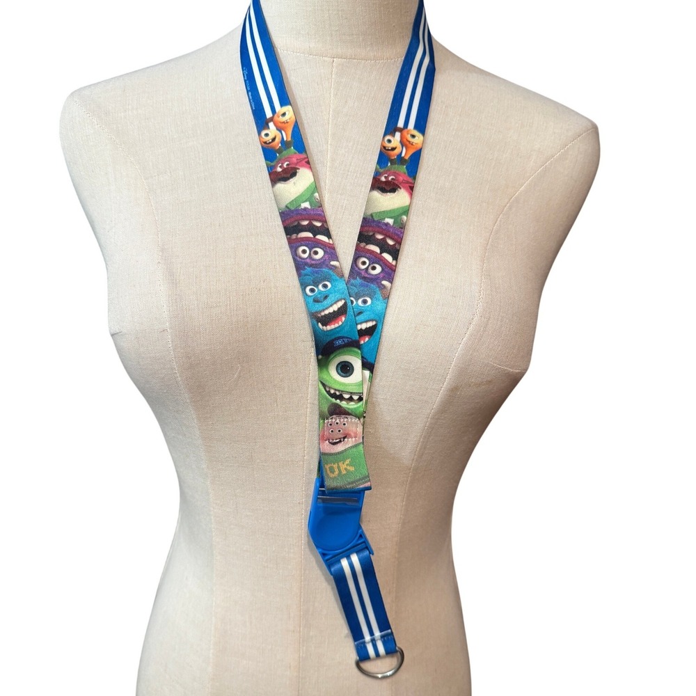 Disney Monsters University Lanyard Blue White Striped Mike Sulley Oozma‎ Kappa